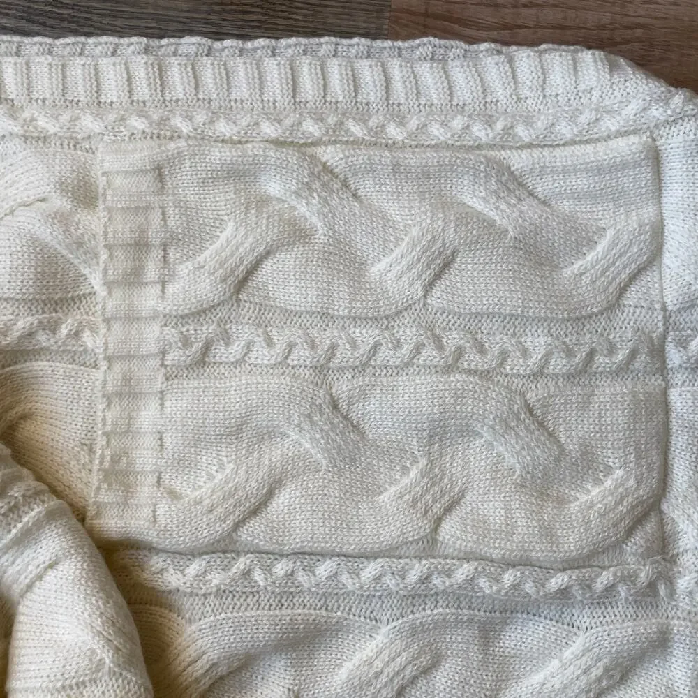 Punctuate Barnes & Noble Ivory Cable Knit Scarf Cozy Winter Wrap
